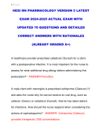 HESI RN PHARMACOLOGY VERSION 5 LATEST  EXAM 2024-2025 ACTUAL EXAM WITH  UPDATED 70 QUESTIONS AND DETAILED  CORRECT ANSWERS WITH RATIONALES  (ALREADY GRADED A+)
