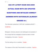 IAAI CFI LATEST EXAM 2024-2025  ACTUAL EXAM WITH 200 UPDATED  QUESTIONS AND DETAILED CORRECT  ANSWERS WITH RATIONALES (ALREADY  GRADED A+)