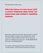 TNCC 8th Edition Provider Exam TEST  4 LATEST VERSIONS REAL EXAM 160  QUESTIONS AND CORRECT ANSWERS  |AGRADE