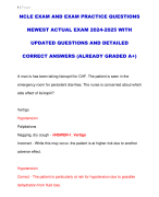 NCLE EXAM AND EXAM PRACTICE QUESTIONS  NEWEST ACTUAL EXAM 2024-2025 WITH  UPDATED QUESTIONS AND DETAILED  CORRECT ANSWERS (ALREADY GRADED A+)