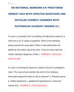 OB MATERNAL NEWBORN ATI PROCTORED  NEWEST 2024 WITH UPDATED QUESTIONS AND  DETAILED CORRECT ANSWERS WITH  RATIONALES (ALREADY GRADED A+)