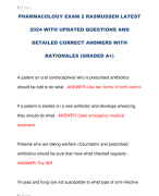 PHARMACOLOGY EXAM 2 RASMUSSEN LATEST  2024 WITH UPDATED QUESTIONS AND  DETAILED CORRECT ANSWERS WITH RATIONALES (GRADED A+)