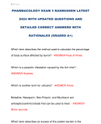 PHARMACOLOGY EXAM 3 RASMUSSEN LATEST  2024 WITH UPDATED QUESTIONS AND  DETAILED CORRECT ANSWERS WITH RATIONALES (GRADED A+)