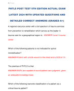 PHTLS POST TEST 9TH EDITION ACTUAL EXAM  LATEST 2024 WITH UPDATED QUESTIONS AND  DETAILED CORRECT ANSWERS (GRADED A+)