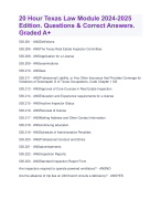 20 Hour Texas Law Module 2024-2025 Edition. Questions & Correct Answers. Graded A+