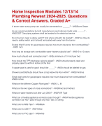 Home Inspection Modules 12/13/14 Plumbing Newest 2024-2025. Questions & Correct Answers. Graded A+