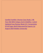 Camilla Franklin I-Human Case Study | 48- Year-Old With Fatigue And Irritability | Latest  Updated Case Review Week 10 | Screenshots  Of All Pages Well Elaborated By Experts 1st  August 2024 Walden University