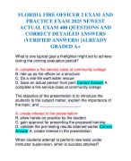FLORIDA FIRE OFFICER 2 EXAM AND PRACTICE EXAM 2025 NEWEST ACTUAL EXAM 400 QUESTIONS AND CORRECT DETAILED ANSWERS (VERIFIED ANSWERS) |ALREADY GRADED A+