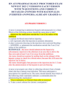 RN ATI PHARMACOLOGY PROCTORED EXAM  NEWEST 2023 2 VERSIONS EACH VERSION  WITH 70 QUESTIONS AND CORRECT  DETAILED ANSWERS WITH RATIONALES  (VERIFIED ANSWERS) |ALREADY GRADED A+