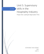 Unit 5: Supervisory skills in the Hospitality Industry