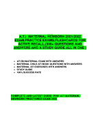 A.T.I MATERNAL NEWBORN 2021/2022 EXAM,PRACTICE EXAMS,FLASHCARDS FOR  ACTIVE RECALL,(300+ QUESTIONS AND  ANSWERS AND A STUDY GUIDE ALL IN ONE )