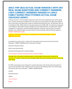 ANCC FNP 2024 ACTUAL EXAM VERSION 2 WITH 200  REAL EXAM QUESTIONS AND CORRECT ANSWERS  (100% CORRECT ANSWERS GRADED A+) ANCC  FAMILY NURSE PRACTITIONER ACTUAL EXAM  22024/2025 (NEW!!)