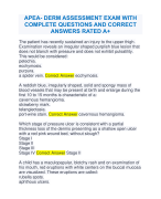 APEA- DERM ASSESSMENT EXAM WITH  COMPLETE QUESTIONS AND CORRECT  ANSWERS RATED A+