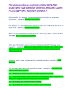 Florida Funeral Laws and Rules EXAM 2024-2025 QUESTIONS AND CORRECT VERIFIED ANSWERS /100% PASS SOLUTION / ALREADY GRADED A+