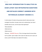 WGU D491 INTRODUCTION TO ANALYTICS OA EXAM LATEST 2024 WITHUPDATED QUESTIONS  AND DETAILED CORRECT ANSWERS WITH RATIONALES (ALREADY GRADED A+)