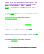 FLORIDA HEALTH AND LIFE INSURANCE EXAM AND PRACTICE EXAM LATEST 2024 ACTUAL EXAM QUESTIONS AND CORRECT DETAILED ANSWERS (VERIFIED ANSWERS) |ALREADY GRADED A+