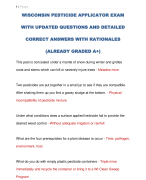 WISCONSIN PESTICIDE APPLICATOR EXAM  WITH UPDATED QUESTIONS AND DETAILED  CORRECT ANSWERS WITH RATIONALES  (ALREADY GRADED A+) 