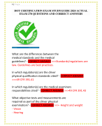 DOT CERTIFICATION EXAM STUDYGUIDE 2024 ACTUAL  EXAM 270 QUESTIONS AND CORRECT ANSWERS