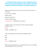 CLT PRACTICE FINAL EXAM (2 LATEST VERSIONS) 2024 ACTUAL EXAM 200 QUESTIONS AND CORRECT DETAILED ANSWERS (VERIFIED ANSWERS) |ALREADY GRADED A+
