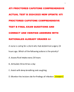 ATI PROCTORED CAPSTONE COMPREHENSIVE ACTUAL TEST B 2024/2025 NEW UPDATE/ ATI PROCTORED CAPSTONE COMPREHENSIVE TEST B FINAL EXAM QUESTIONS AND CORRECT AND VERIFIED ANSWERS WITH RATIONALES ALREADY GRADED A+