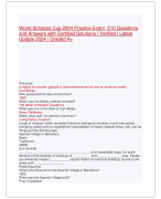 World Scholars Cup 2024 Practice Exam 210 Questions  and Answers with Certified Solutions | Verified | Latest  Update 2024 | Graded A+