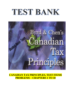 CANADIAN TAX PRINCIPLES, TEST ITEMS PROBLEMS – CHAPTERS 1 TO 10