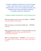 COURSE CAREERS TECHNOLOGY SALES COURSE  FINAL, PRACTICE EXAM AND STUDY GUIDE  NEWEST 2024 ACTUAL EXAM 380 QUESTIONS AND  CORRECT DETAILED ANSWERS (VERIFIED  ANSWERS) |ALREADY GRADED A+