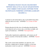 PHARMACOLOGY EXAM 2 RASMUSSEN  NEWEST 2024 ACTUAL EXAM 140 QUESTIONS  AND CORRECT DETAILED ANSWERS WITH  RATIONALES (VERIFIED ANSWERS) |ALREADY  GRADED A+