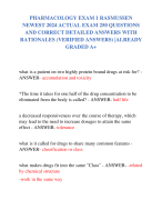 PHARMACOLOGY EXAM 1 RASMUSSEN  NEWEST 2024 ACTUAL EXAM 250 QUESTIONS  AND CORRECT DETAILED ANSWERS WITH  RATIONALES (VERIFIED ANSWERS) |ALREADY  GRADED A+