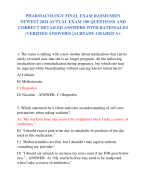 PHARMACOLOGY FINAL EXAM RASMUSSEN  NEWEST 2024 ACTUAL EXAM 100 QUESTIONS AND  CORRECT DETAILED ANSWERS WITH RATIONALES (VERIFIED ANSWERS) |ALREADY GRADED A+