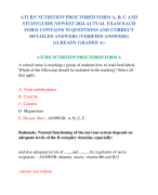 ATI RN NUTRITION PROCTORED FORM A, B, C AND  STUDYGUIDE NEWEST 2024 ACTUAL EXAM EACH  FORM CONTAINS 70 QUESTIONS AND CORRECT  DETAILED ANSWERS (VERIFIED ANSWERS) |ALREADY GRADED A+