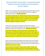 HESI NUTRITION ACTUAL EXAM 140 QUESTION AND CORRECT DETAILED ANSWERS WITH RATIONALES RATED A GRADE.