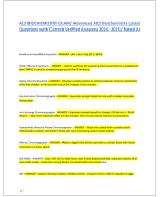 ACS BIOCHEMISTRY EXAM/ Advanced ACS Biochemistry Latest Questions with Correct Verified Answers 2024- 2025/ Rated A+