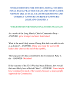WORLD HISTORY FOR INTERNATIONAL STUDIES  FINAL EXAM, PRACTICE EXAM AND STUDY GUIDE  NEWEST 2024 ACTUAL EXAM 500 QUESTIONS AND  CORRECT ANSWERS (VERIFIED ANSWERS) |ALREADY GRADED A