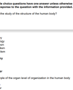 BIO 208 Week Four Quiz Latest Version