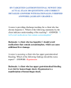 RN TARGETED GASTROINTESTINAL NEWEST 2024  ACTUAL EXAM 100 QUESTIONS AND CORRECT  DETAILED ANSWERS WITH RATIONALES (VERIFIED  ANSWERS) |ALREADY GRADED A