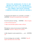 TEXAS CDL AIR BRAKES, TX CDL #3- AIR  BRAKES- SECTION 5, CDL AIR BRAKES 2 NEWEST 2024 ACTUL EXAM 200 QUESTIONS  AND CORRECT DETAILED ANSWERS (VERIFIED ANSWERS) |ALREADY GRADED A