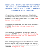 NICET LEVEL 3 HIGHWAY CONSTRUCTION NEWEST  2024 ACTUAL EXAM 280 QUESTIONS AND CORRECT  DETAILED ANSWERS WITH RATIONALES (VERIFIED  ANSWERS) |ALREADY GRADED A+