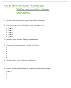 NR222 Unit Six Exam – Nursing and Wellness across the Lifespan QUESTIONS 