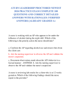 ATI RN LEADERSHIP PROCTORED NEWEST  2024 PRACTICE EXAM COMPLETE 100  QUESTIONS AND CORRECT DETAILED  ANSWERS WITH RATIONALES (VERIFIED  ANSWERS) |ALREADY GRADED A+
