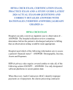 HFMA CRCR EXAM, CERTIFICATION EXAM, PRACTICE EXAM AND A STUDY GUIDE LATEST  2024 ACTUAL EXAM 600 QUESTIONS AND  CORRECT DETAILED ANSWERS WITH  RATIONALES (VERIFIED ANSWERS) |ALREADY  GRADED A+