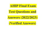 AHIP FINAL EXAM TEST QUESTIONS AND ANSWERS (2023/2024) (VERIFIED ANSWERS)