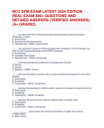 NCC EFM EXAM LATEST 2024 EDITION REAL EXAM 200+ QUESTIONS AND DETAIED ANSWERS (VERIFIED ANSWERS) |GRADED A+. 