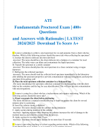 ATI Fundamentals Proctored Exam | 400+  Questions and Answers with Rationales | LATEST  2024/2025 Download To Score A+