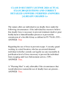 CLASS D SECURITY LICENSE 2024 ACTUAL  EXAM 200 QUESTIONS AND CORRECT  DETAILED ANSWERS (VERIFIED ANSWERS) |ALREADY GRADED A+
