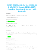 NCSBN TEST BANK - for the NCLEX-RN  & NCLEX-PN | Updated 2024/2025 |  Complete Questions & Answers with  Rationale