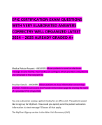 EPIC CERTIFICATION EXAM QUESTIONS WITH VERY ELABORATED ANSWERS CORRECTRY WELL ORGANIZED LATEST 2024 – 2025 ALREADY GRADED A+ 