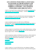 ATI CAPSTONE PEDIATRICS LATEST 2024  EXAM WITH ALL 100 QUESTIONS AND  CORRECT VERIFIED ANSWERS (100%  CORRECT ANSWERS) | ATI CAPSTONE  PEDIATRICS 2024 (BRAND NEW!!)