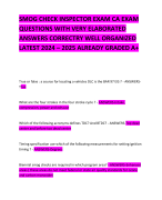 SMOG CHECK INSPECTOR EXAM CA EXAM QUESTIONS WITH VERY ELABORATED ANSWERS CORRECTRY WELL ORGANIZED LATEST 2024 – 2025 ALREADY GRADED A+     