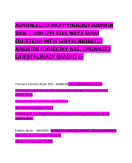 ADVANCED PATHOPHYSIOLOGY SUMMER 2023 – 2024 UTA 5315 TEST 3 EXAM QUESTIONS WITH VERY ELABORATED ANSWERS CORRECTRY WELL ORGANIZED LATEST ALREADY GRADED A+     